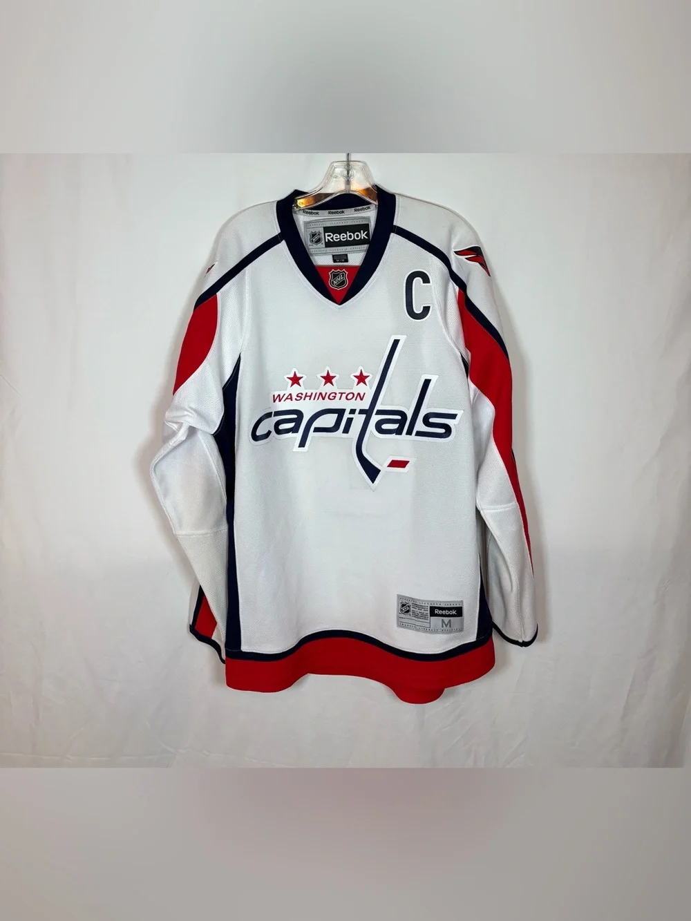 Reebok Washington Capitals #8 Ovechkin White Away Hockey Jersey Size Medium